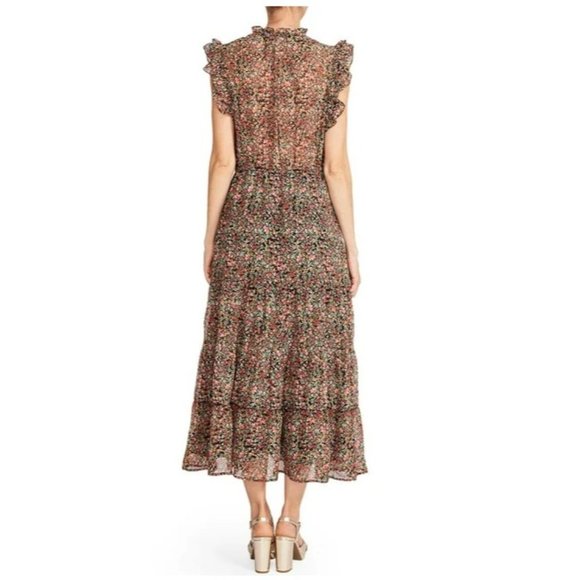 BB Dakota Midi Maxi Dress Sz Small NWT Black Ditsy Floral Prairiecore Cottage - Picture 3 of 16